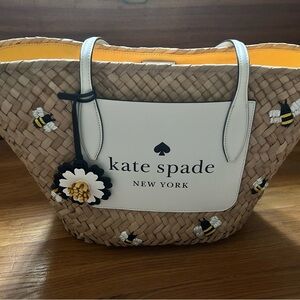 Kate Spade Beige Woven Tote Bag